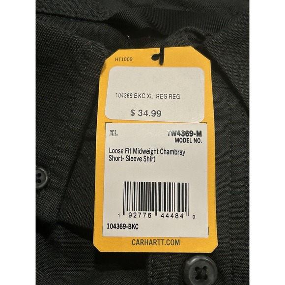 Brand New Carhartt Black Chambray Loose Fit Short Sleeve Shirt 104369 - Picture 5 of 5